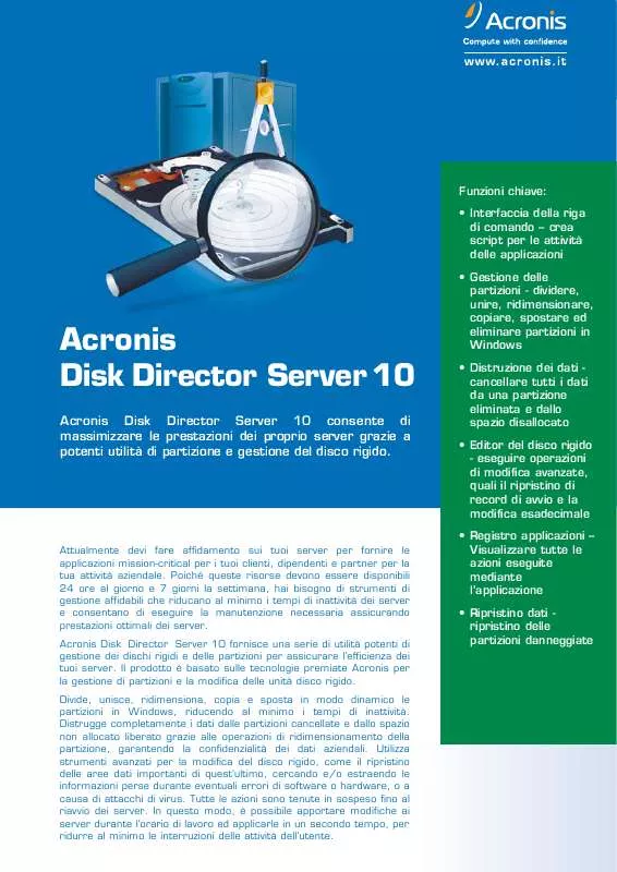 Mode d'emploi ACRONIS DISK DIRECTOR SERVER 10