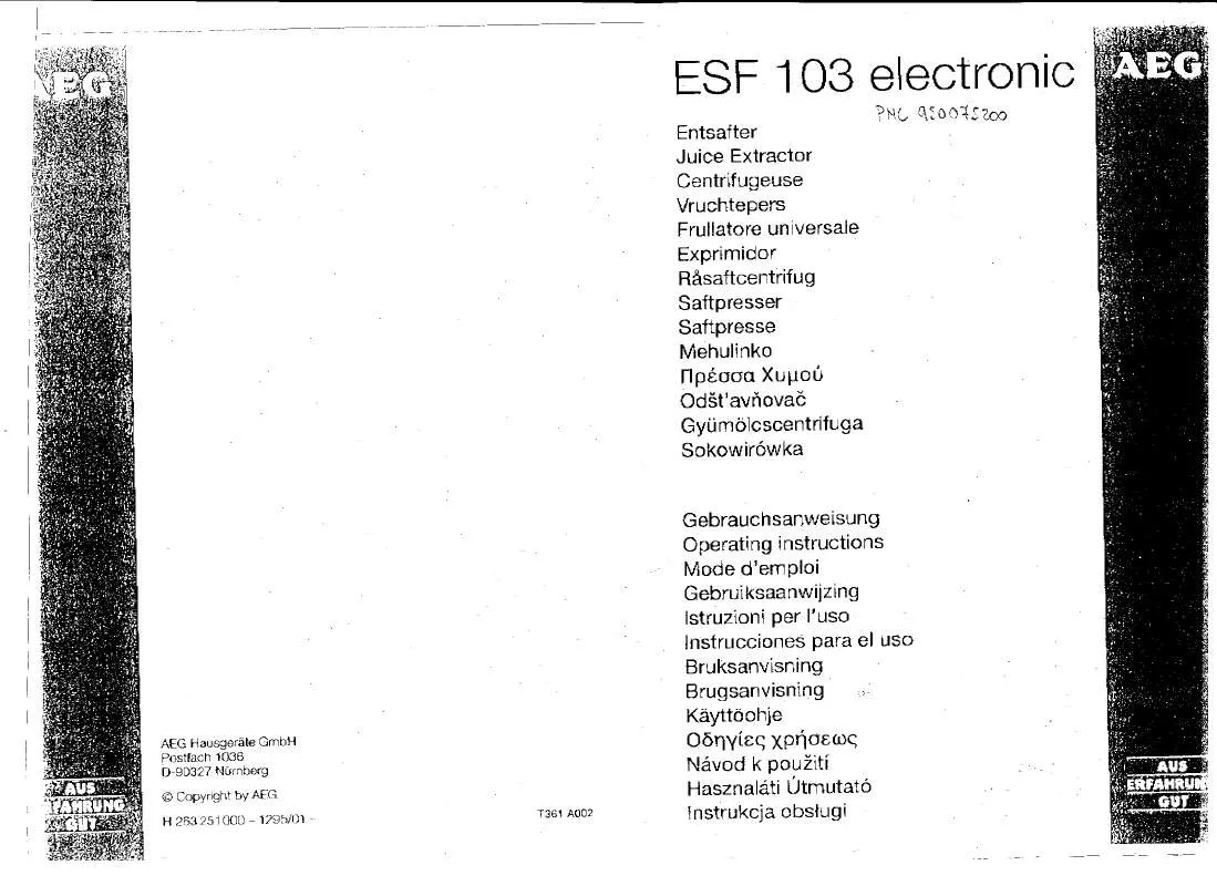 Mode d'emploi AEG-ELECTROLUX ESF103