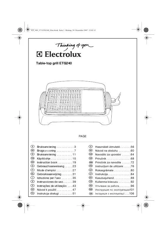Mode d'emploi AEG-ELECTROLUX ETG240