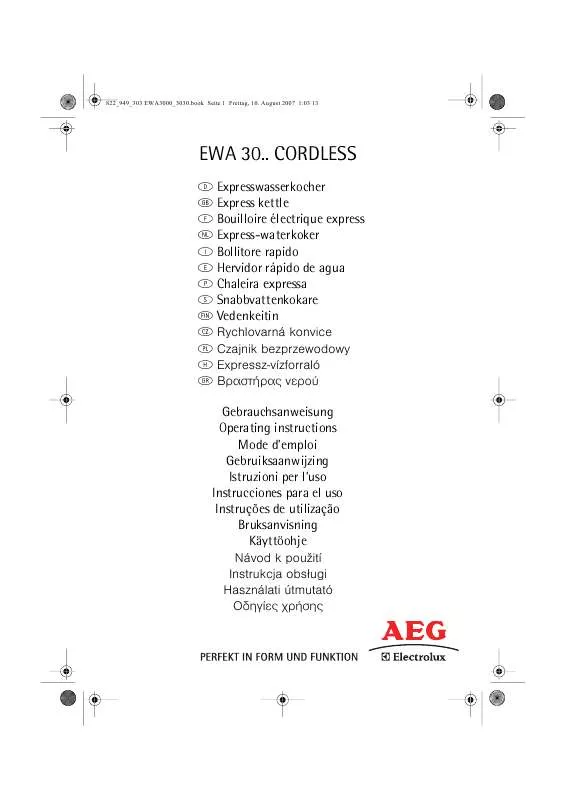 Mode d'emploi AEG-ELECTROLUX EWA3030