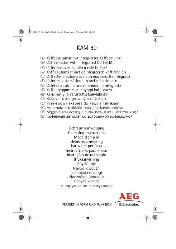 Mode d'emploi AEG-ELECTROLUX KAM80