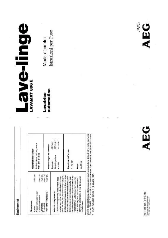 Mode d'emploi AEG-ELECTROLUX LAV896 E F