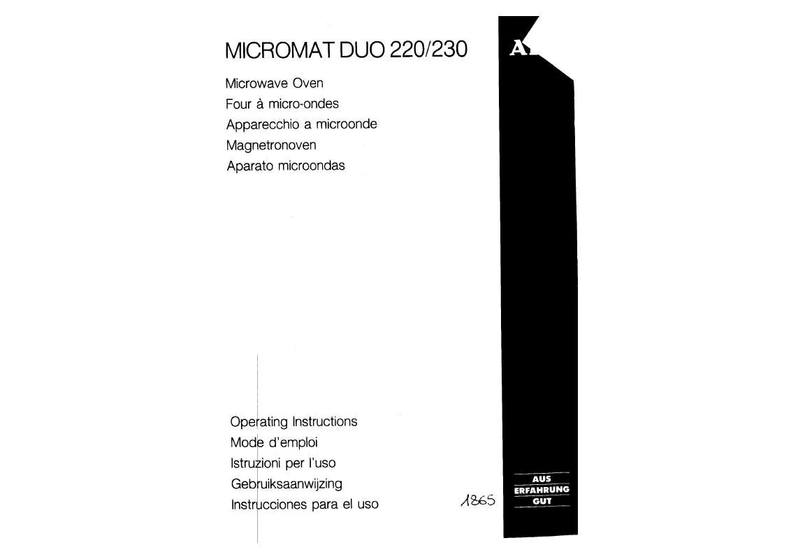 Mode d'emploi AEG-ELECTROLUX MCDUO220-D-EURO