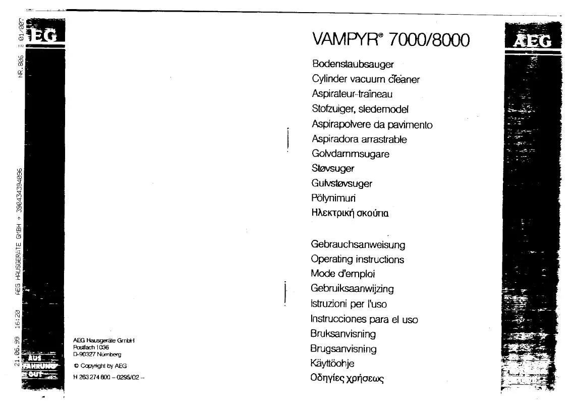 Mode d'emploi AEG-ELECTROLUX VAMPYR7000