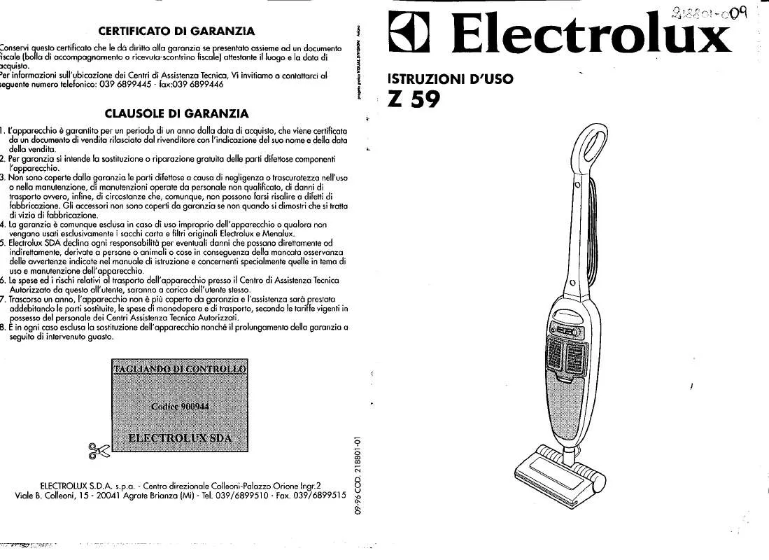 Mode d'emploi AEG-ELECTROLUX Z59