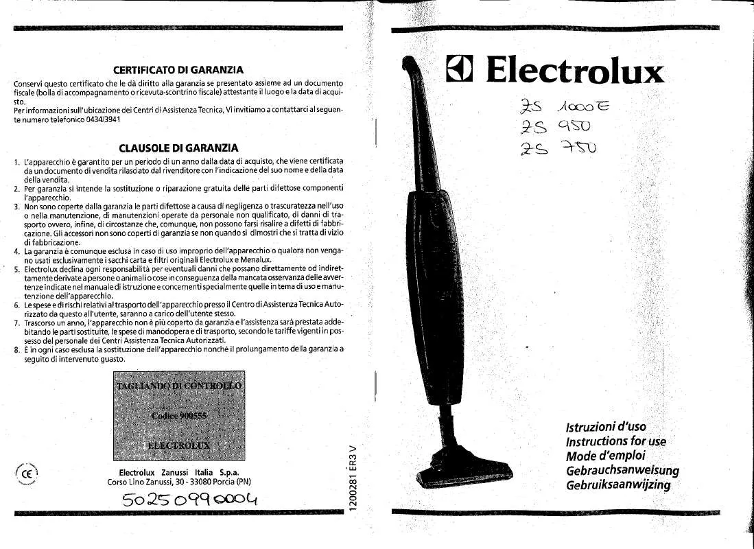 Mode d'emploi AEG-ELECTROLUX ZS1000E