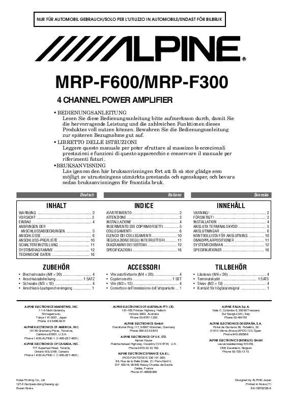 Mode d'emploi ALPINE MRP-F300