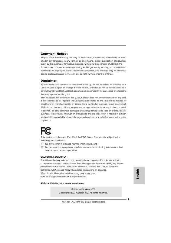 Mode d'emploi ASROCK ALIVENF6G-VSTA-3049