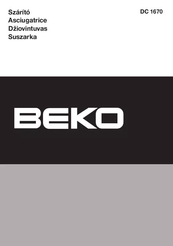 Mode d'emploi BEKO DC 1670