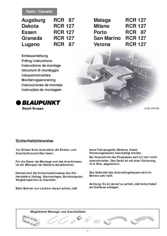 Mode d'emploi BLAUPUNKT AUGSBURG RCR 87