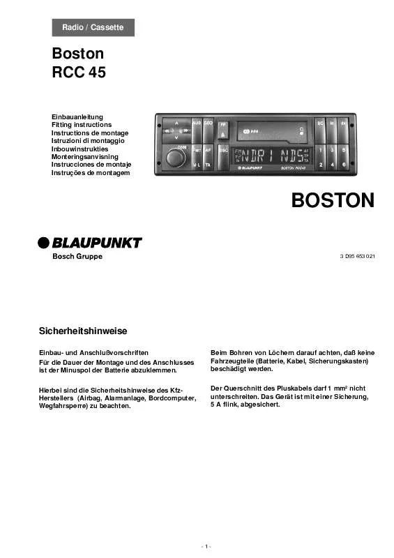 Mode d'emploi BLAUPUNKT BOSTON RCC 45