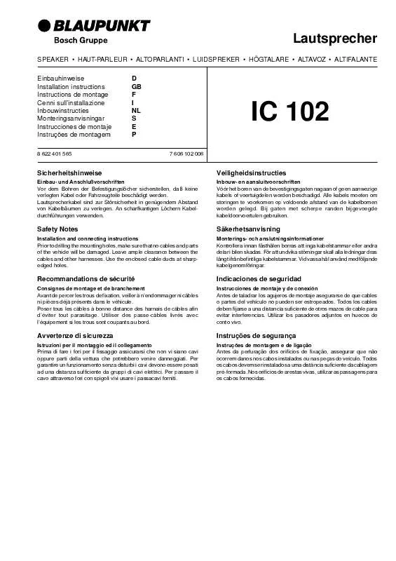 Mode d'emploi BLAUPUNKT IC 102