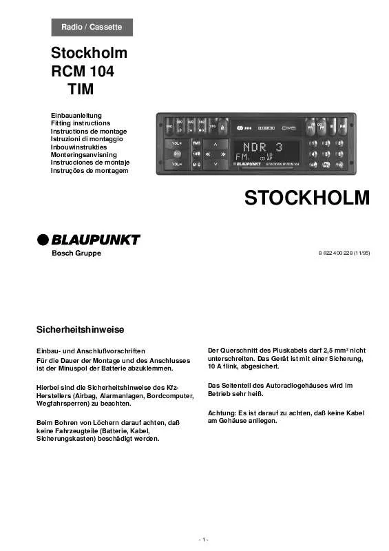 Mode d'emploi BLAUPUNKT STOCKHOLM RCM 104