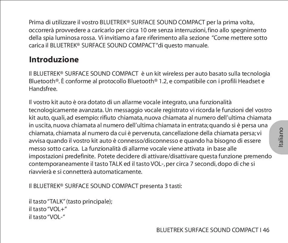 Mode d'emploi BLUETREK SURFACE SOUND COMPACT