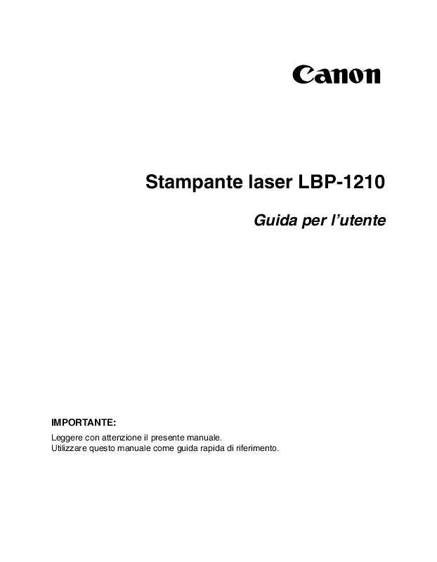 Mode d'emploi CANON LASER SHOT LBP-1210