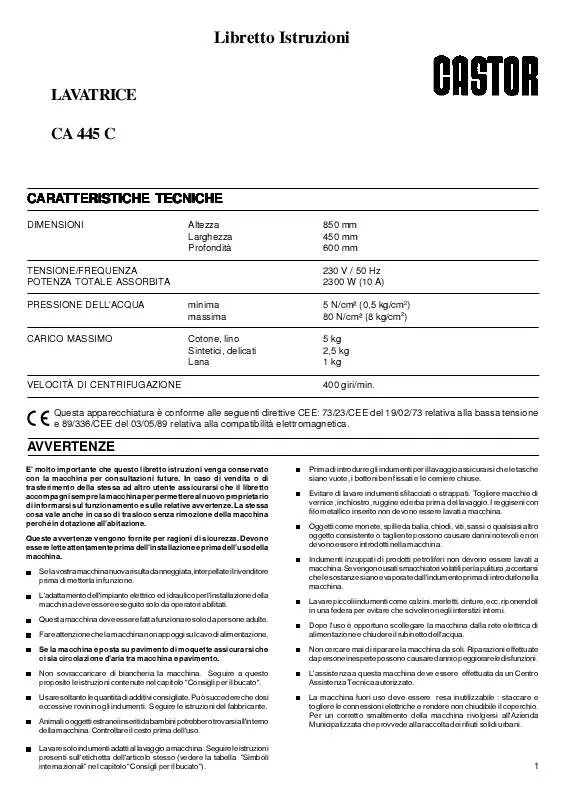 Mode d'emploi CASTOR CA445C