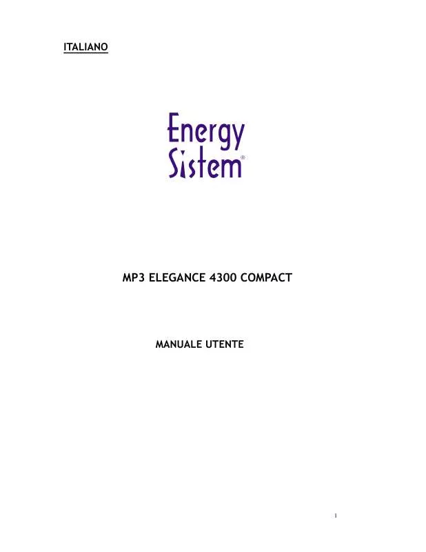 Mode d'emploi ENERGY SISTEM MP3 ELEGANCE 4300 COMPACT