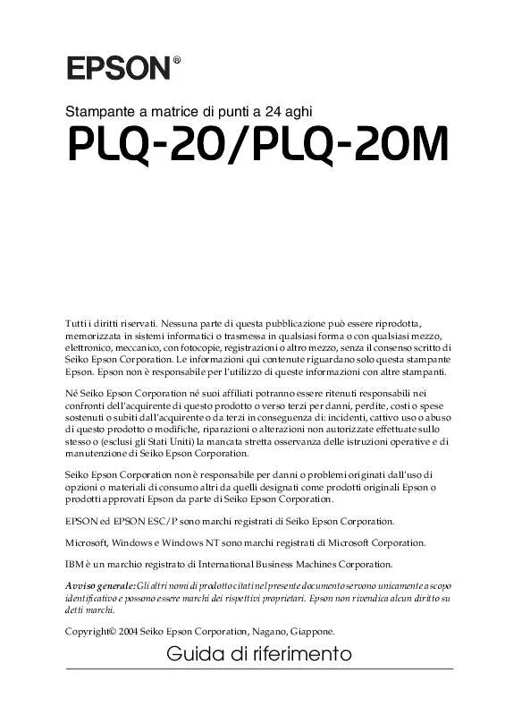Mode d'emploi EPSON PLQ-20