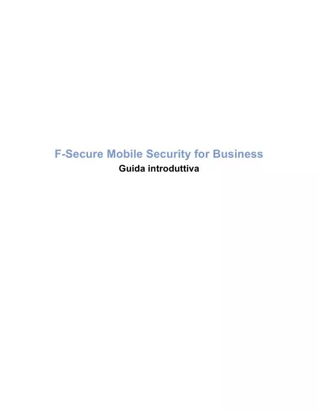 Mode d'emploi F-SECURE MOBILE SECURITY