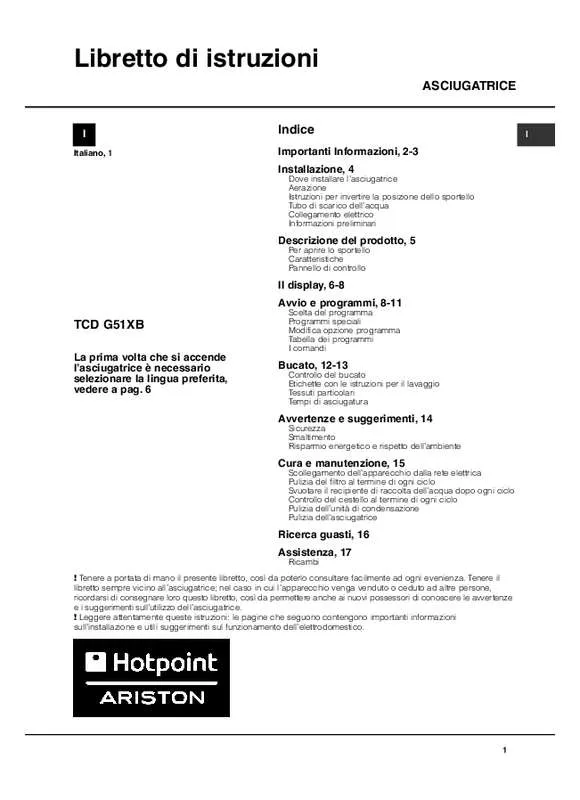 Mode d'emploi HOTPOINT-ARISTON TCDG51
