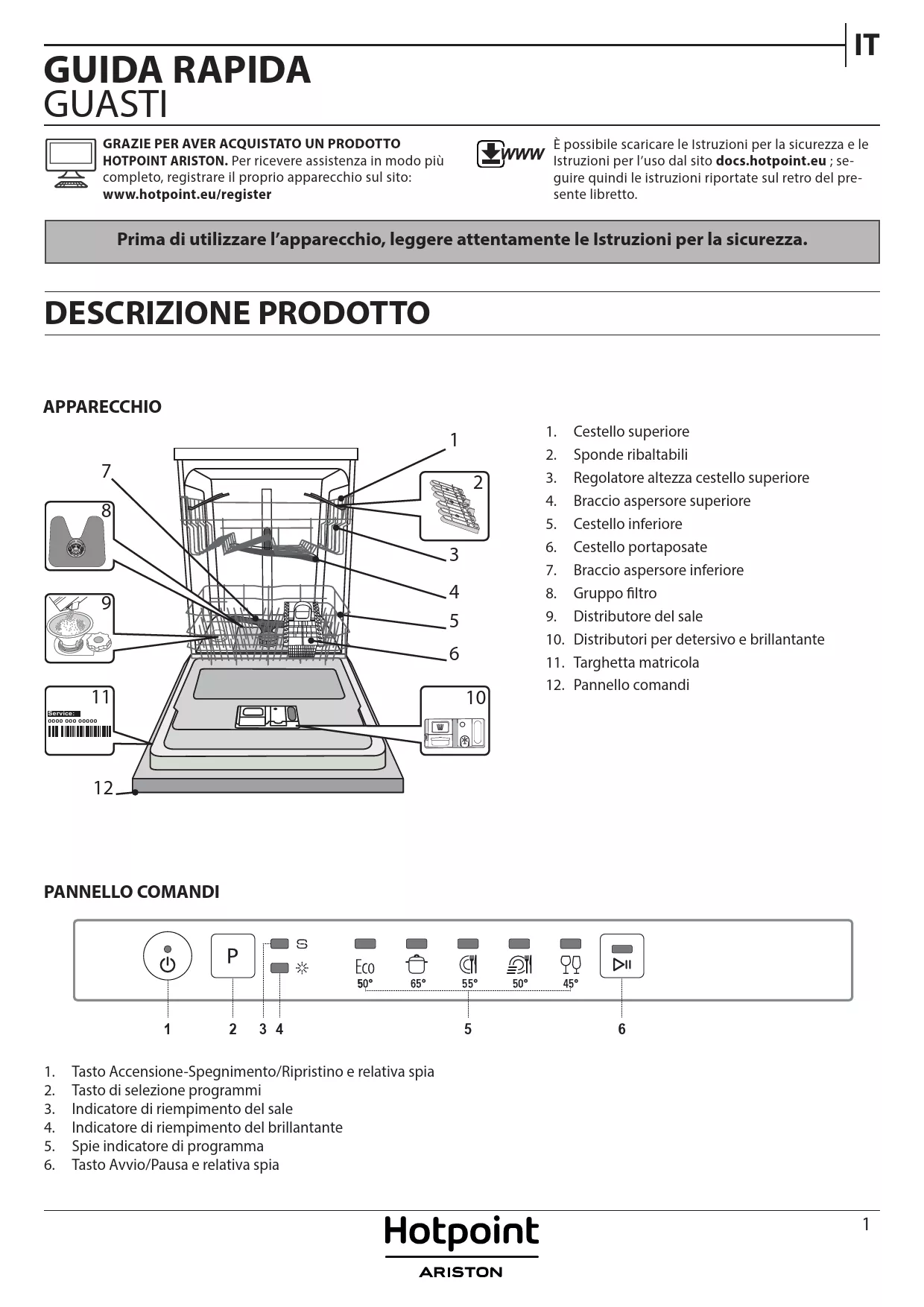 Mode d'emploi HOTPOINT HIS 3010