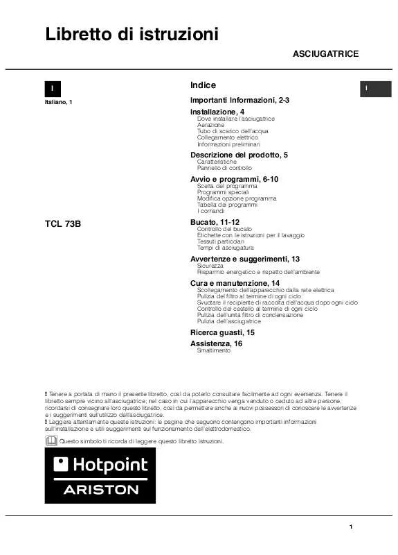 Mode d'emploi HOTPOINT TCL 73B 6P/Z