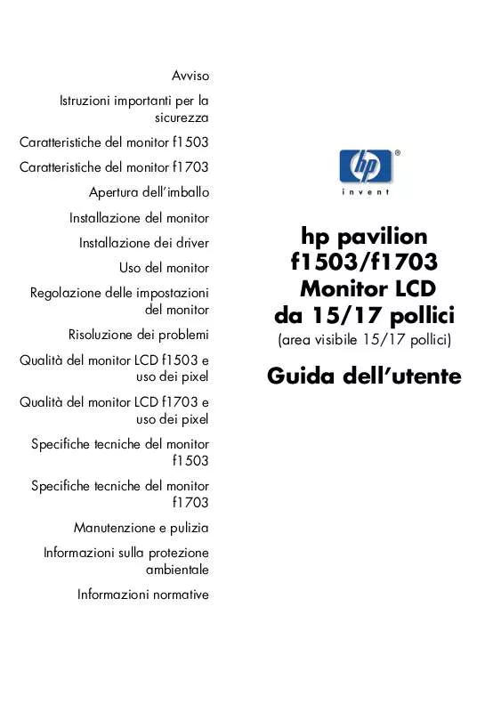 Mode d'emploi HP PAVILION F1503