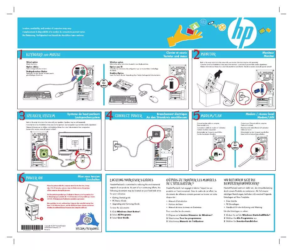 Mode d'emploi HP PAVILION T3705