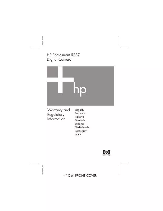 Mode d'emploi HP PHOTOSMART R837