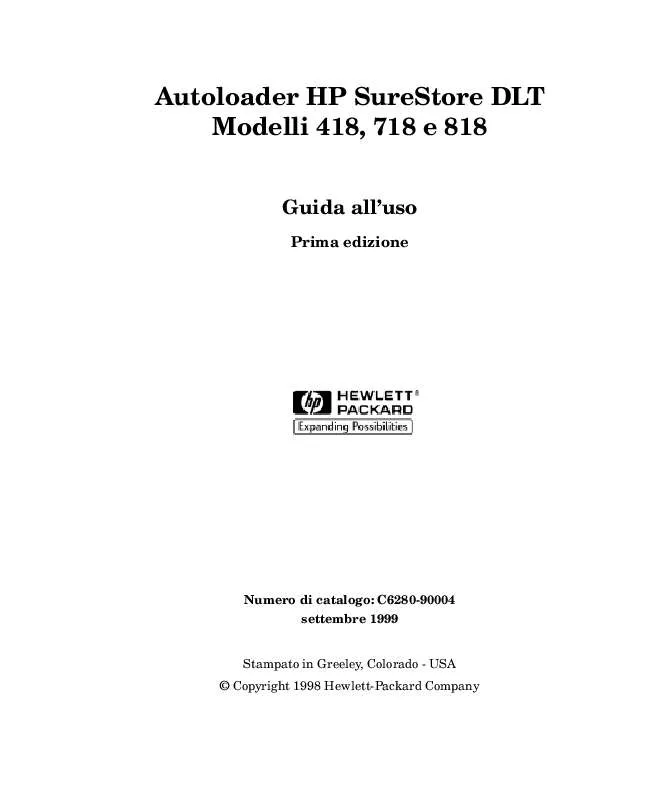 Mode d'emploi HP SURESTORE DLT 418 TAPE AUTOLOADER