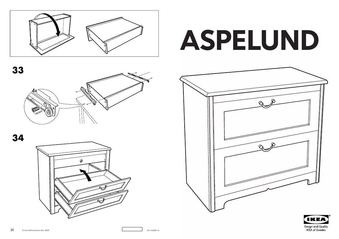 Mode d'emploi IKEA ASPELUND COMODINO 2 CASSETTI 87X79 CM