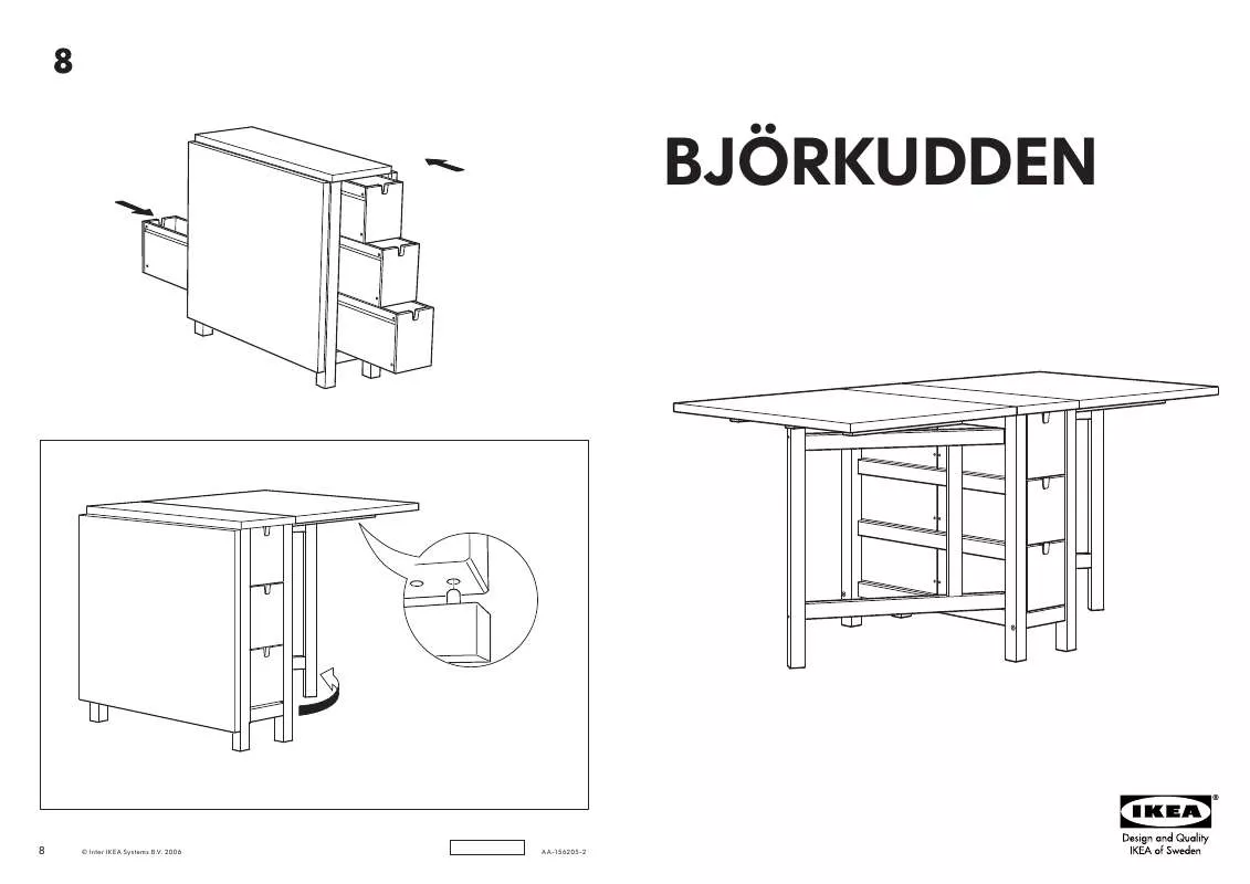 Mode d'emploi IKEA BJÖRKUDDEN TAVOLO A RIBALTA 26/91/156X80 CM