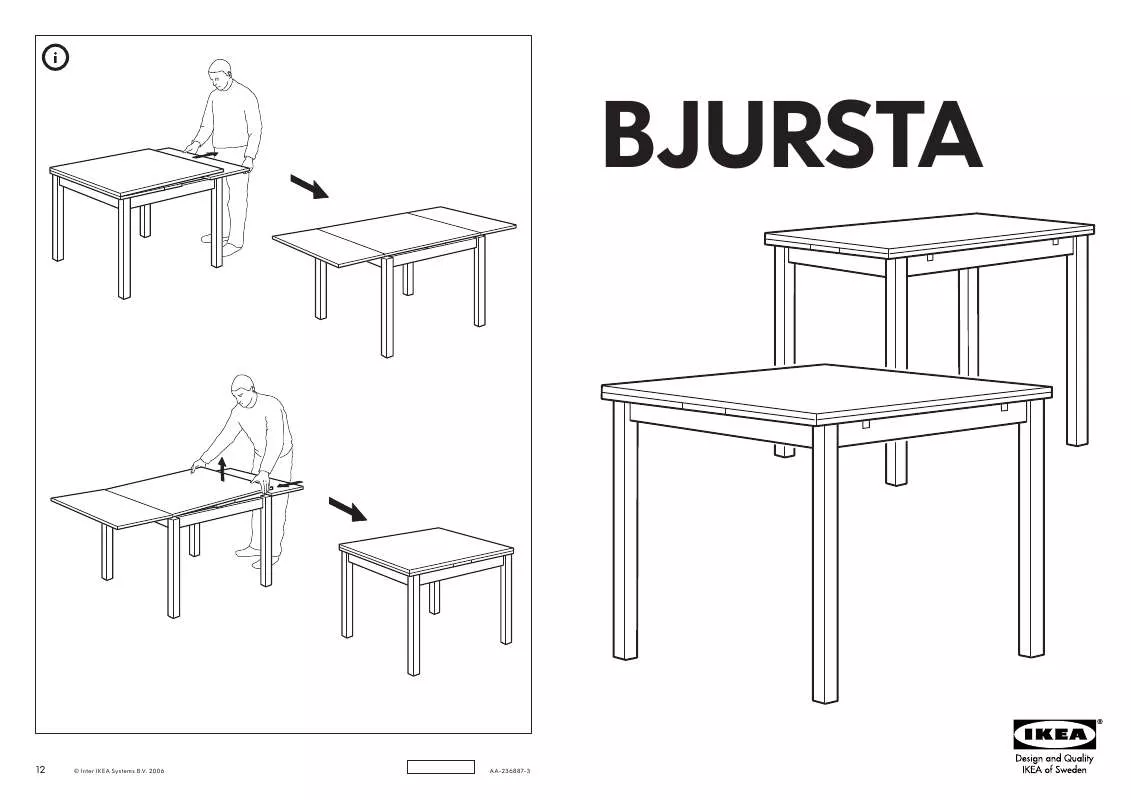 Mode d'emploi IKEA BJURSTA TAVOLO 90/129/168X90 CM