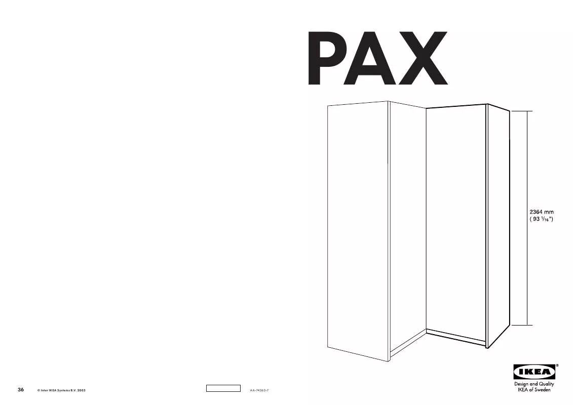 Mode d'emploi IKEA PAX ELEMENTO SUPPLEMENTARE ANGOLARE 52X201 CM