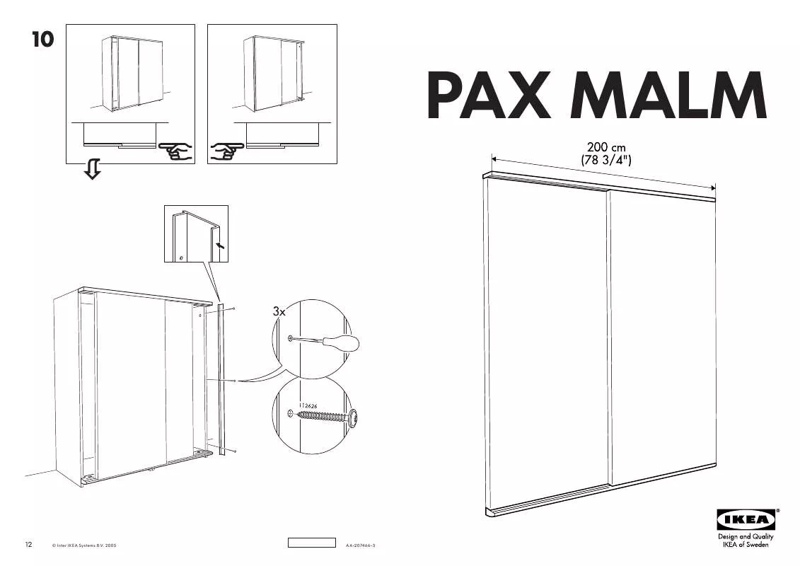 Mode d'emploi IKEA PAX MALM GUIDA ANTA SCORREVOLE 100X201 CM
