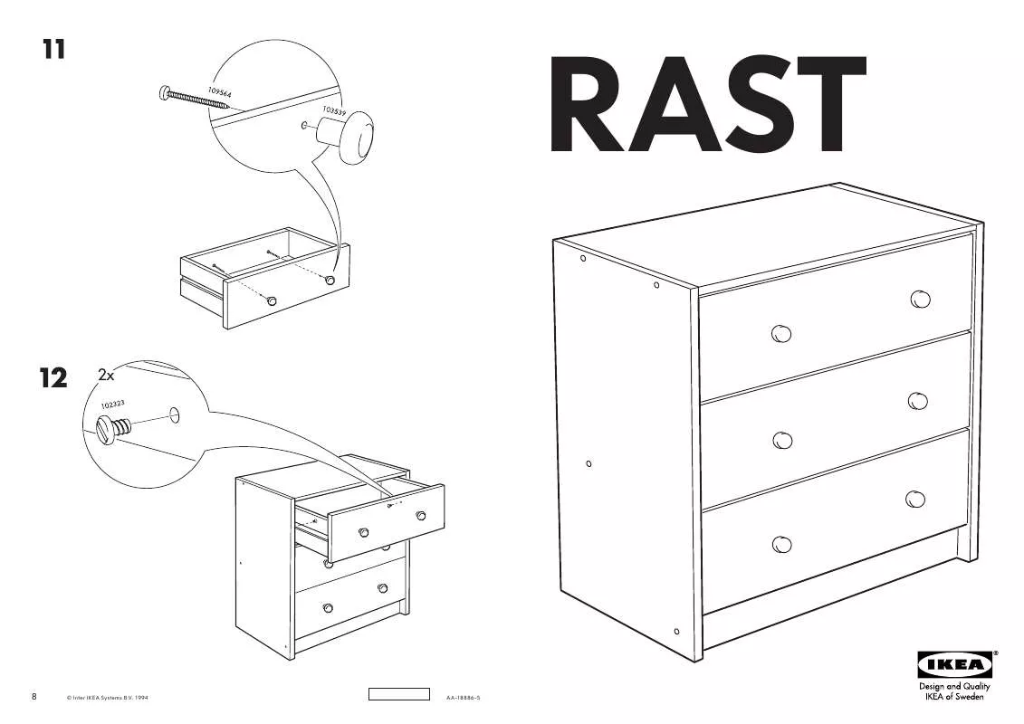 Mode d'emploi IKEA RAST CASSETTIERA 3 CASSETTI 62X70 CM