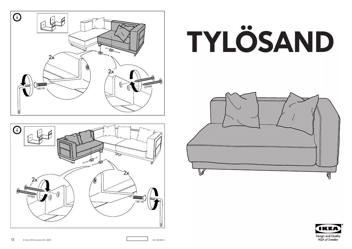 Mode d'emploi IKEA TYLOSAND DIVANO 2 POSTI 1 BRACCIOLO