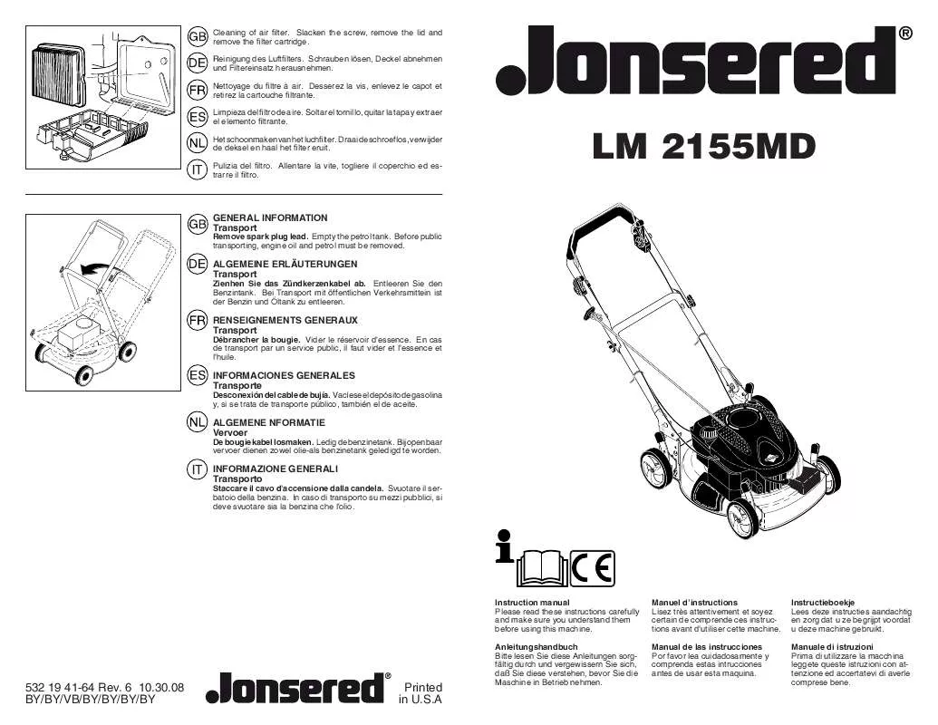 Mode d'emploi JONSERED LM 2155 MD