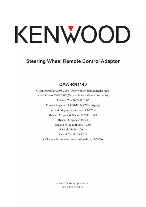 Mode d'emploi KENWOOD CAW-RN1140