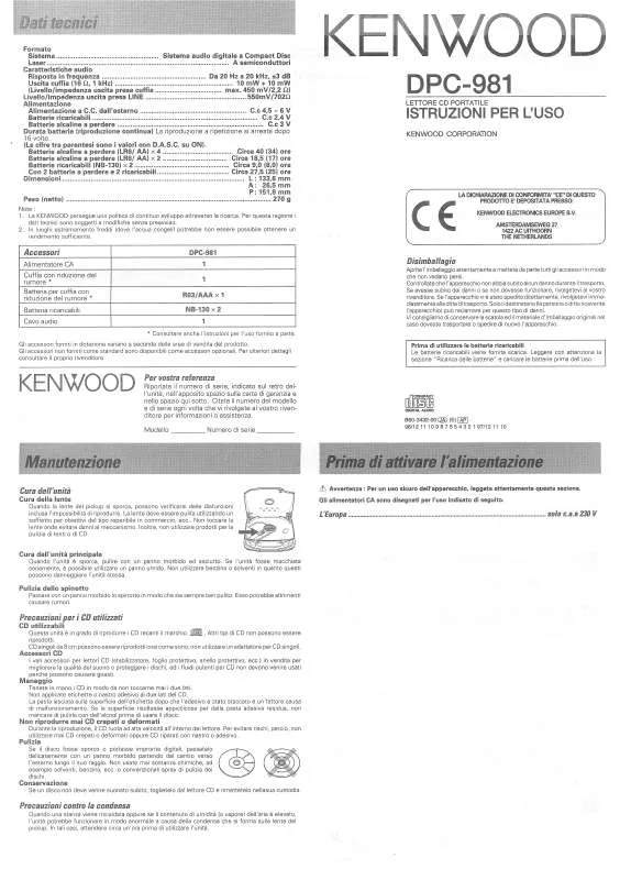 Mode d'emploi KENWOOD DPC-981