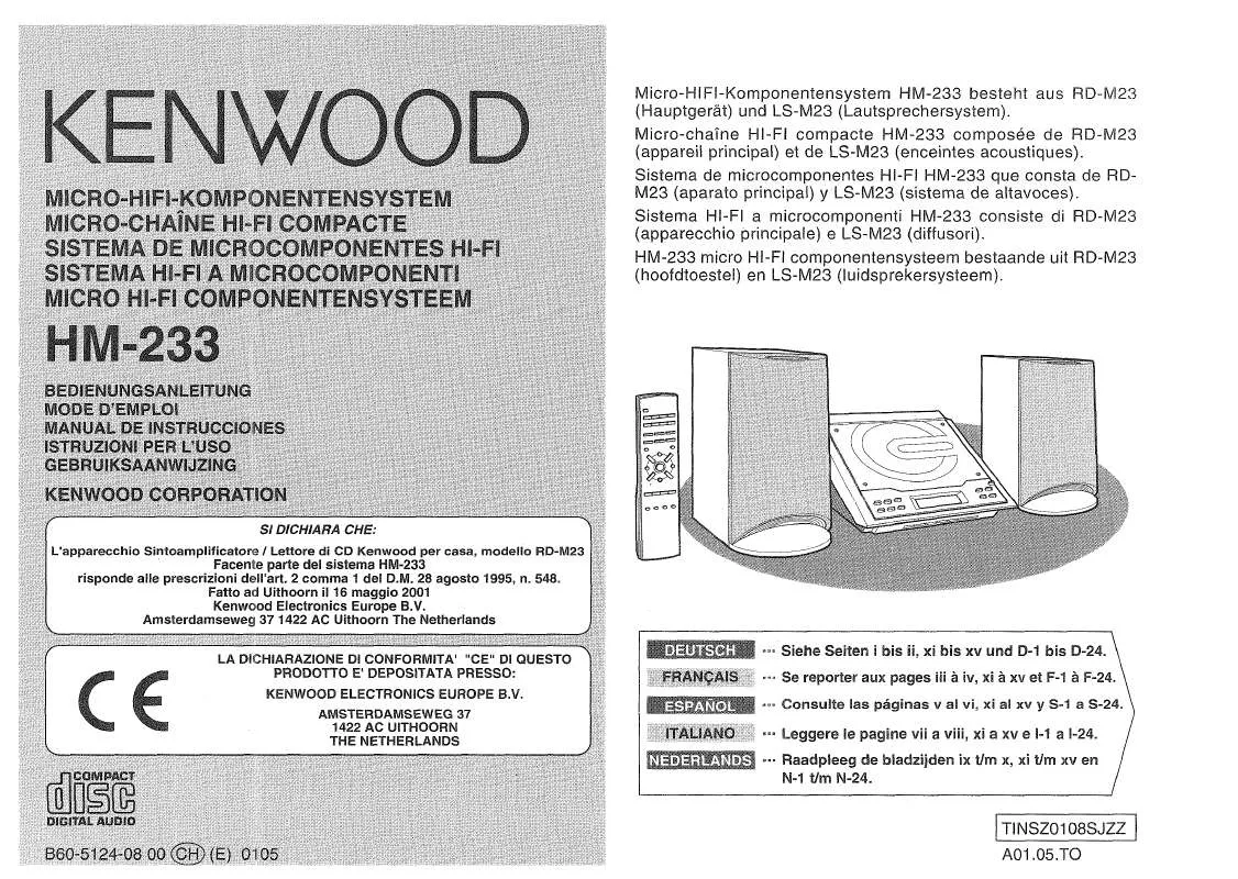 Mode d'emploi KENWOOD HM-233