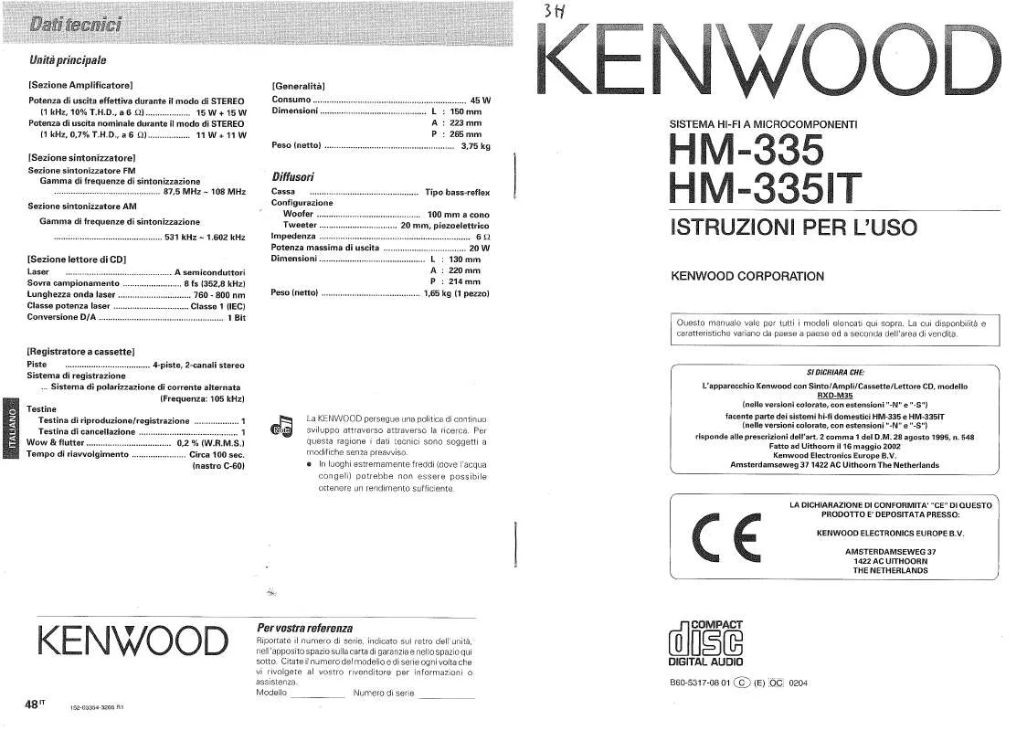 Mode d'emploi KENWOOD HM-335IT