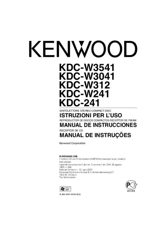 Mode d'emploi KENWOOD KDC-W3541