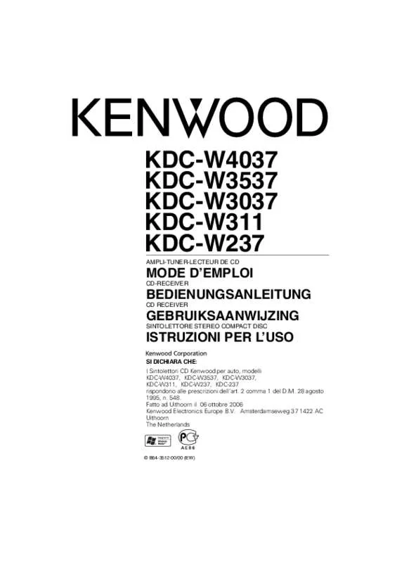 Mode d'emploi KENWOOD KDC-W4037