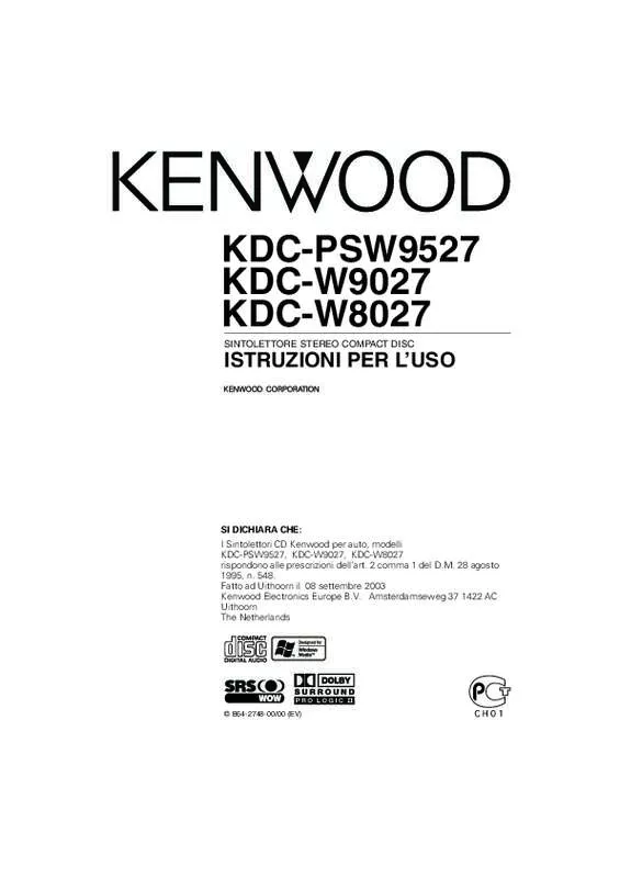 Mode d'emploi KENWOOD KDC-W8027
