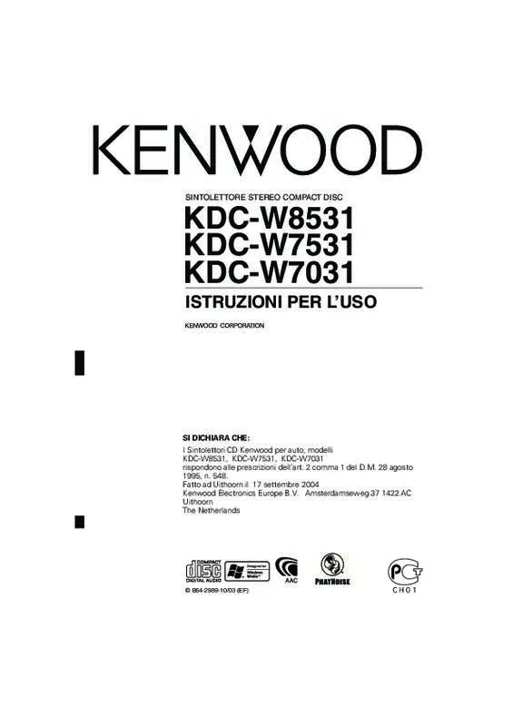 Mode d'emploi KENWOOD KDC-W8531