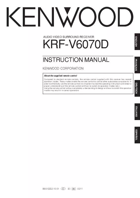 Mode d'emploi KENWOOD KRF-V6070D