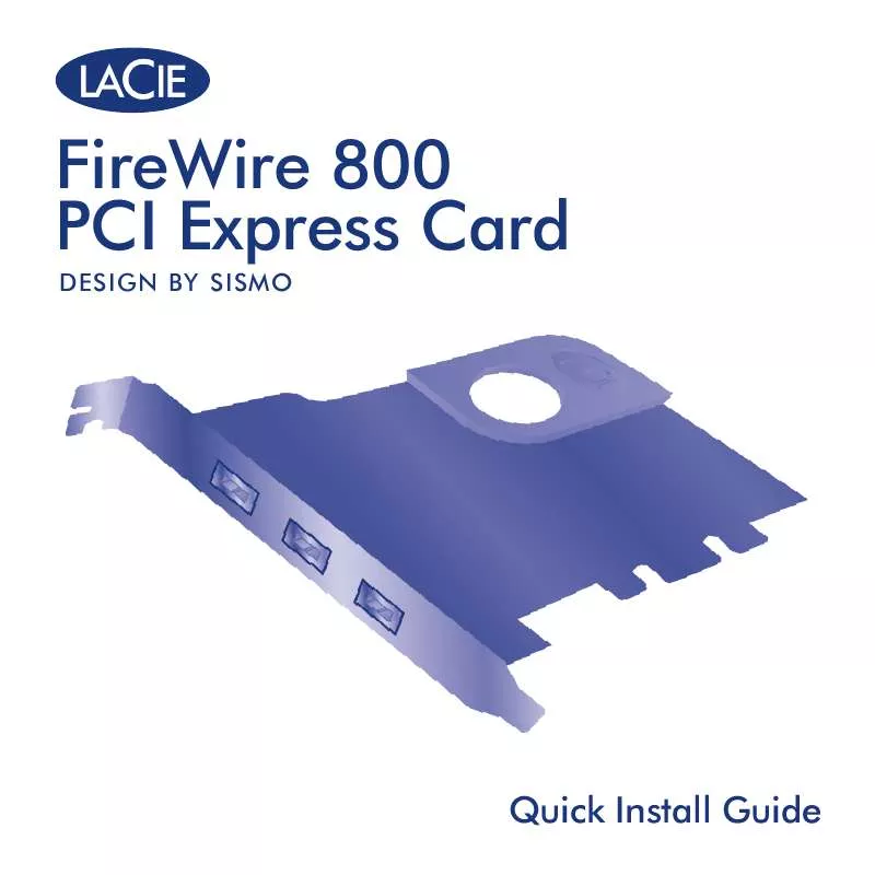 Mode d'emploi LACIE FIREWIRE 800 PCI EXPRESS CARD