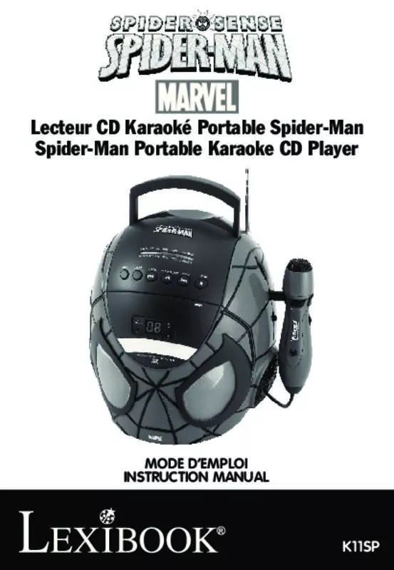 Mode d'emploi LEXIBOOK RADIO LECTEUR CD KARAOKE SPIDERMAN K11SP