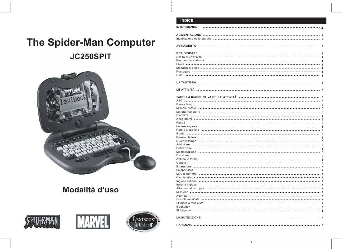 Mode d'emploi LEXIBOOK THE SPIDER-MAN COMPUTER
